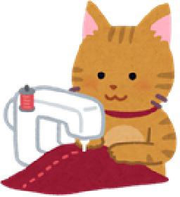 ミシンを掛ける猫のイラスト